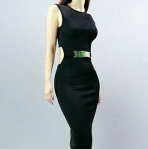 Gold belted Dress